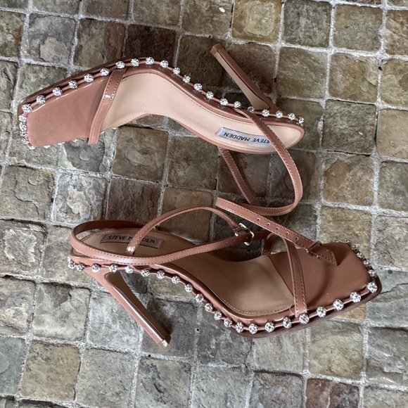 Steve Madden Nude Strappy Heels with Sparkling Accents - Picture 2 of 7